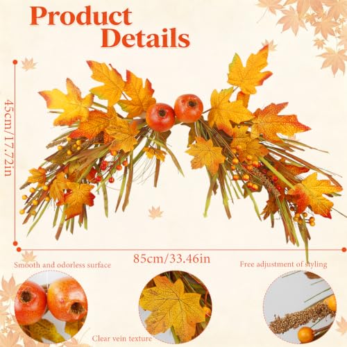 Autumn Fall Swag for Front Door - 33 inch Harvest Wreath Decor