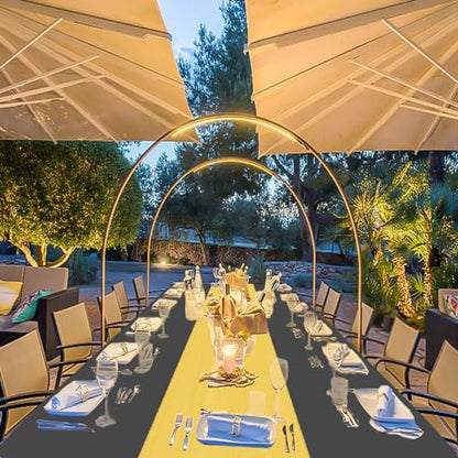 Black and Gold Disposable Plastic Table Cloth & Satin Table Runner Set - 24 Pack