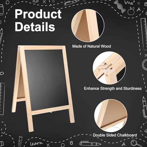 4 Pack Small Double-Sided Chalkboard Signs 15.7 x 9.8 Inch Rustic Easel Set