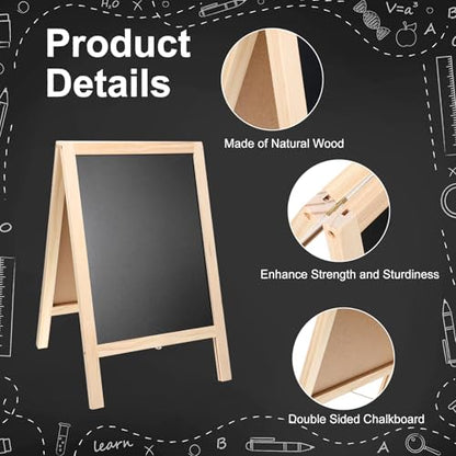 4 Pack Small Double-Sided Chalkboard Signs 15.7 x 9.8 Inch Rustic Easel Set