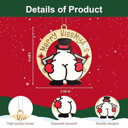 Funny Christmas Ornaments Wooden Holiday Decor Naughty Gag Gift for Adults