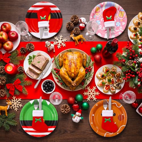Christmas Paper Plates 100 Pack - 9 Inch Disposable Holiday Party Plates - Xmas