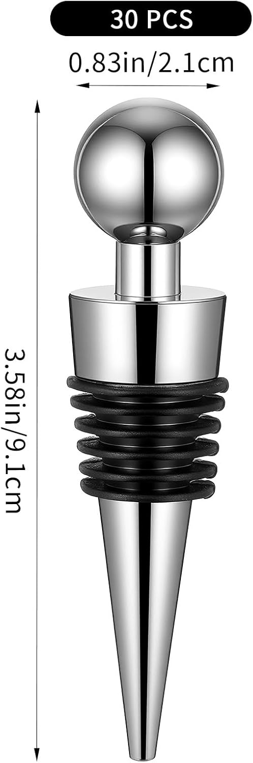 Wine Stoppers for Wine Bottles 30 Pcs Wine Bottle Stopper with Silicone Vacuum Wine Bottles Corks Reusable Wine Stopper for Bar, Holiday Party Suitable for Standard Bottle