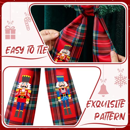 Christmas Red and Black Satin Sash Set for Front Door - Nutcracker Wreath Decor