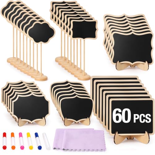 Mini Chalkboard Signs with Stand - 60 Pack for Party Buffet Food Labels