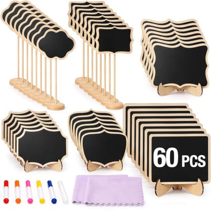 Mini Chalkboard Signs with Stand - 60 Pack for Party Buffet Food Labels