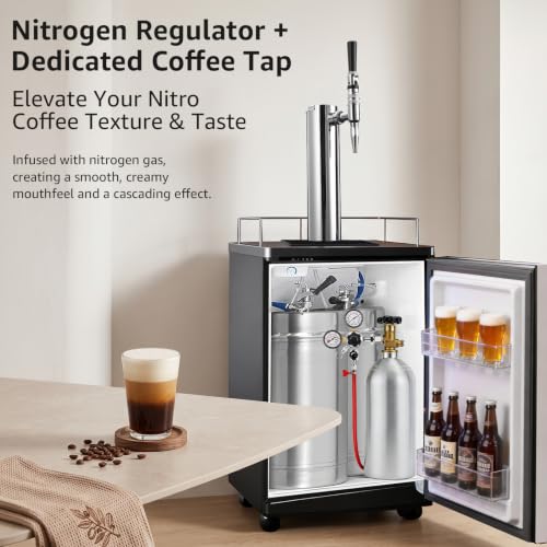 Nitrogen Regulator for Cold Brew Keg with CGA-580 Fitting and Dual Gauges