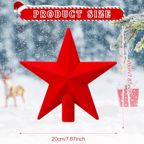 7.87 Inch Red Velvet Christmas Tree Topper Star Holiday Ornament