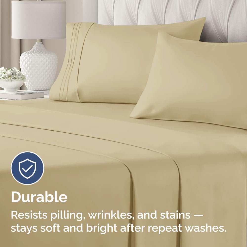 Queen Pillow Cases by Hotel Quality - Ultra Soft, Wrinkle-Free & Stain Resistant - 2 Piece Set in Beige