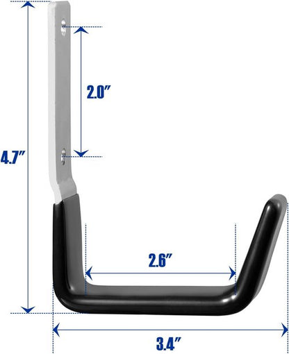 GeeWatom Heavy Duty Steel Garage Hooks - Anti-Slip Tool Organizer | Wall Mount Hanger (Small - 2PC)