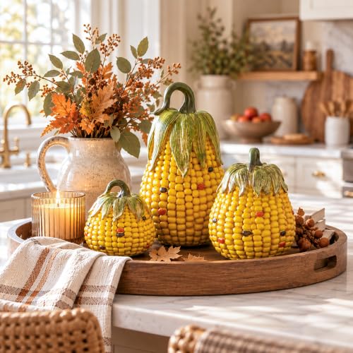 Fall Pumpkin Decor Set - 3 Pieces for Autumn Home & Holiday Display