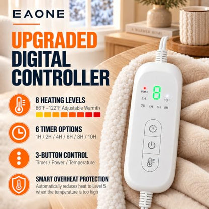 EAONE Beige Wearable Heated Blanket with Foot Pocket & Sleeves - 59 x 70 Inches