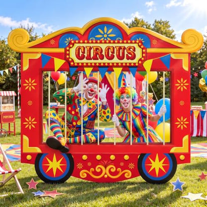 Carnival Circus Party Decorations Cardboard Cutout Kit with Stand and Flags