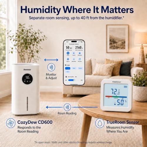 Smart Evaporative Humidifier with Separate Humidity Sensor 6L