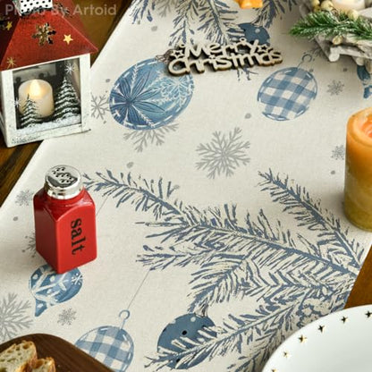 Merry Xmas Pine Tree Table Runner 13x120 Inch Home Party Decor Blue Variation