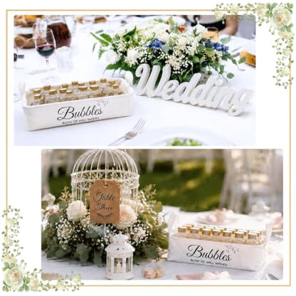 Wedding Bubbles Holder with Handles - Ivory White Storage Basket, 2 Pack - Bubble Variation