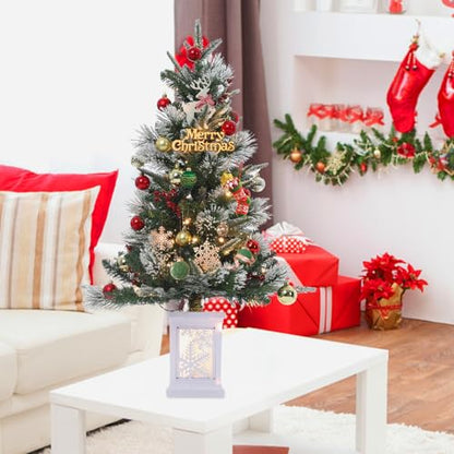 3ft Artificial Christmas Tree with Snow Flock & Prelit Lights - Snowflake Lightbox Variation