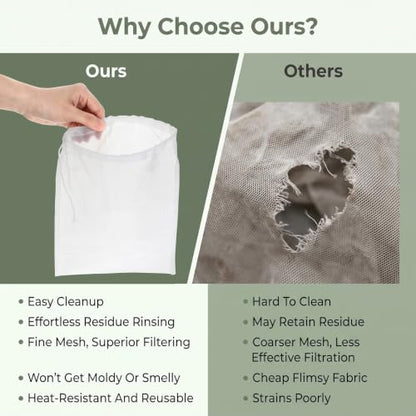 6 Pack Mesh Cheese Cloth Bags for Straining Nut Milk & Food Prep 12x8"