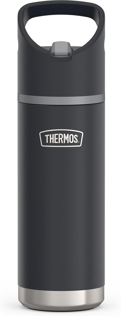 Thermos Stainless Steel Water Bottle - Flip Straw Design, 20 Ounces, Granite Color