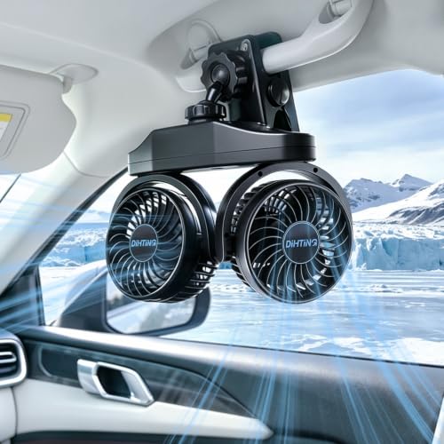 6000mAh Dual Head Car Fan with 360° Adjustable Clip - Back Seat Cooling (Variation 1)