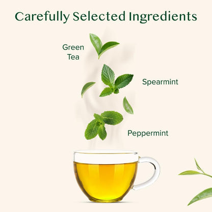 VAHDAM, Mint Green Tea Bags (30 Count) 100% Pure Leaf Tea, High Grown, Low Caffeine, Non GMO, Gluten Free | Individually Wrapped Plant-Based Pyramid Tea Bags | Direct from Source