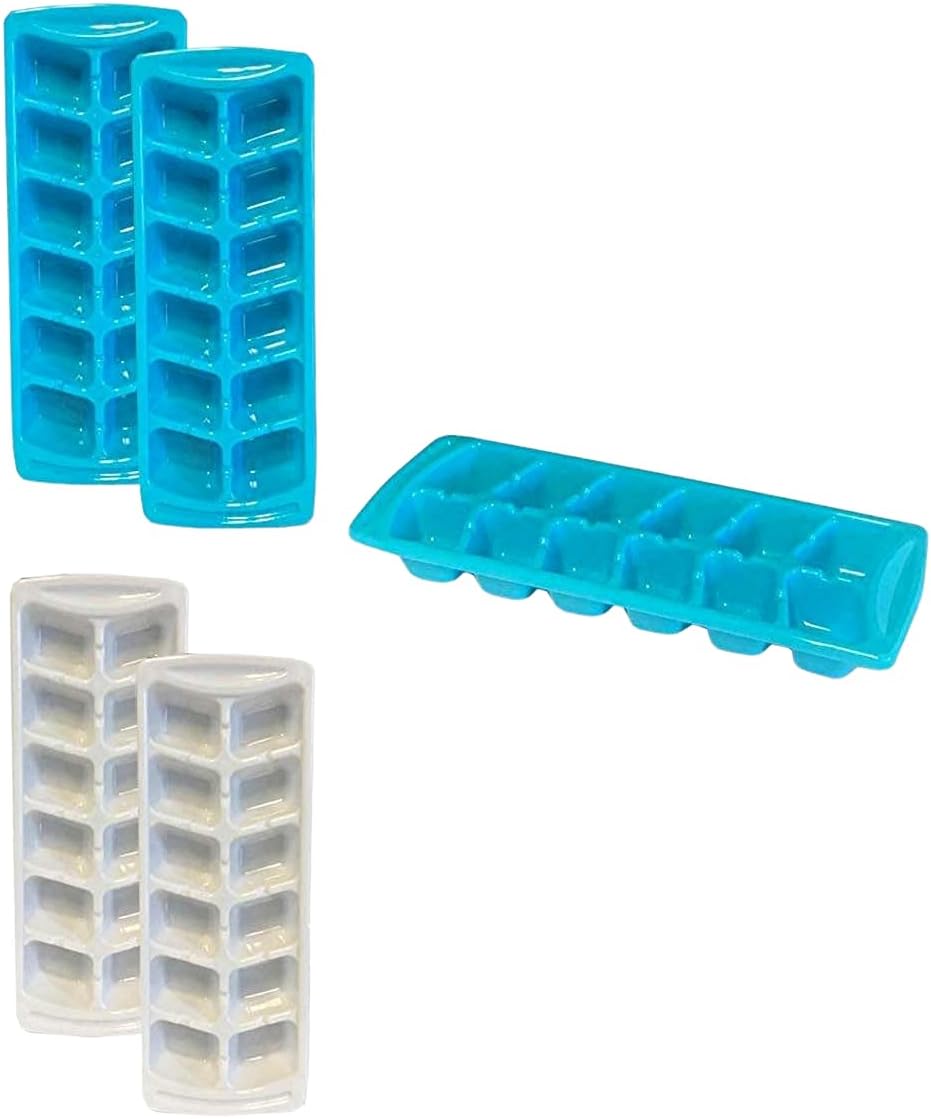 Skiennix 4-Pack Stackable Ice Cube Trays - BPA-Free Plastic, 12-Cube Set for Drinks & Meal Prep