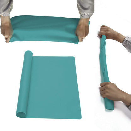 23.6'' by 15.7''Flexible Silicone Placemat Non Slip Waterproof Heat Resistant Dinner Table Mat (Dark Green-1 pcs)