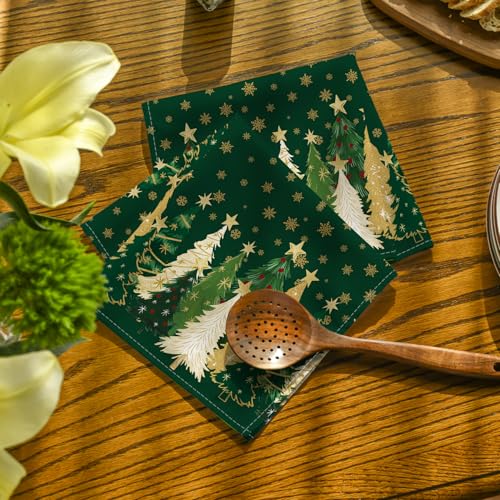 18 x 18 Inch Green Cloth Napkins Set of 4 - Reusable Holiday Table Decor