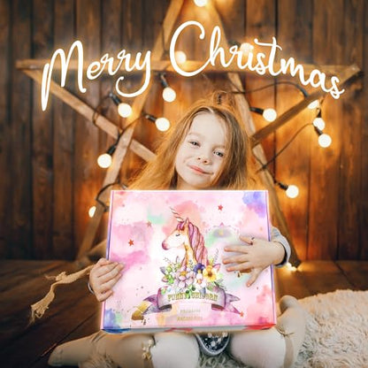 Unicorn Gifts Set for Girls Ages 6-10 with Glow in The Dark Blanket, Jewelry & More