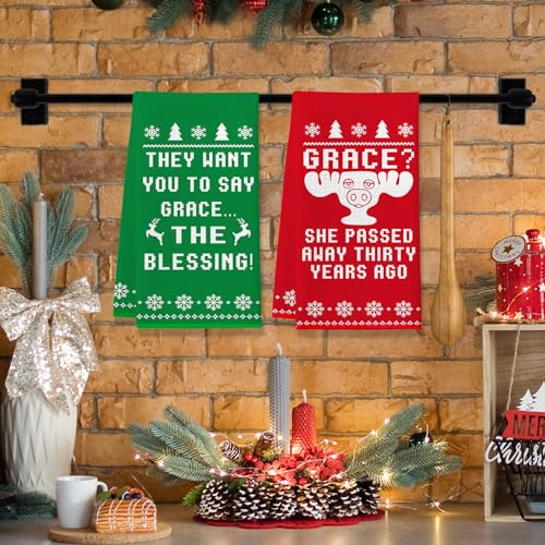 Christmas Vacation Gift Set - 2 Pack Funny Holiday Kitchen Towels, Griswold Family, Grace Variation