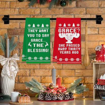 Christmas Vacation Gift Set - 2 Pack Funny Holiday Kitchen Towels, Griswold Family, Grace Variation