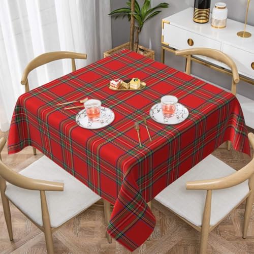 Christmas Red Green Buffalo Plaid 54x54 Inch Square Tablecloth - Washable & Stain-Resistant Home Decor