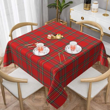 Christmas Red Green Buffalo Plaid 54x54 Inch Square Tablecloth - Washable & Stain-Resistant Home Decor