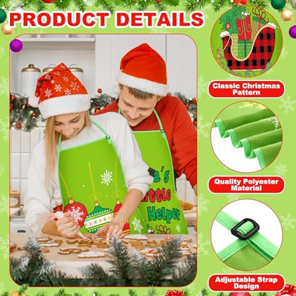 JenPen Christmas Aprons Bulk Set with Adjustable Neck Straps - Green, 9 Pack for Holiday Cooking & Parties