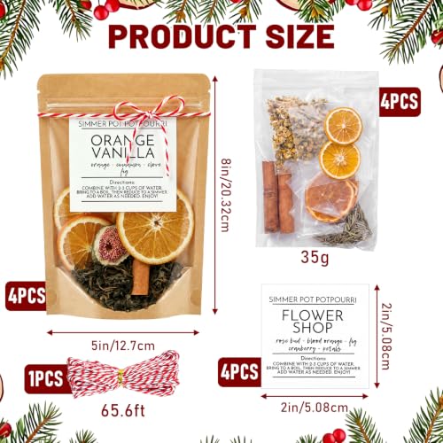 Christmas Scented Botanical Potpourri Kit - 4 Sets for Stovetop Simmering