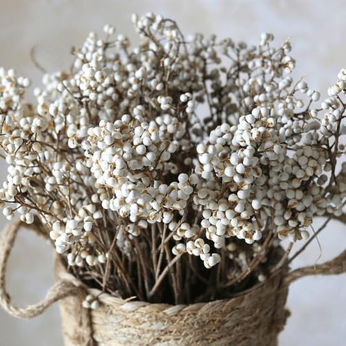 Dried Tallow Berries for Christmas Decor - 17-inch Natural Floral Stems