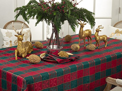Holiday Tablecloth 65 x 120 Inches - Red & Green Plaid Christmas Decor