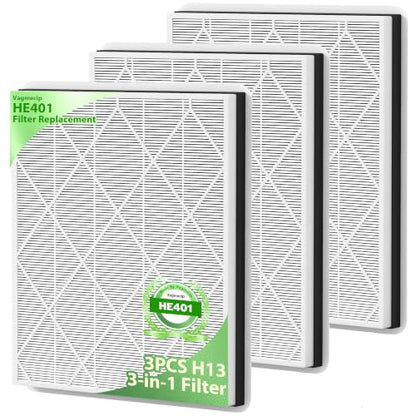 (3 Pack) HE401 Filter Replacement for Shark Air Purifier 4 - HE400 Series Compatible