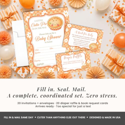 Autumn Cutie Pie Baby Shower Invitations Bundle - Fall Theme, 20 Sets