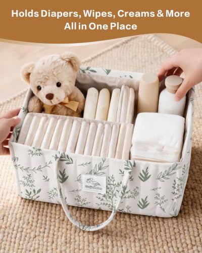 Diaper Caddy Organizer with Removable Dividers - Sage Sprigs Nursery Storage Basket