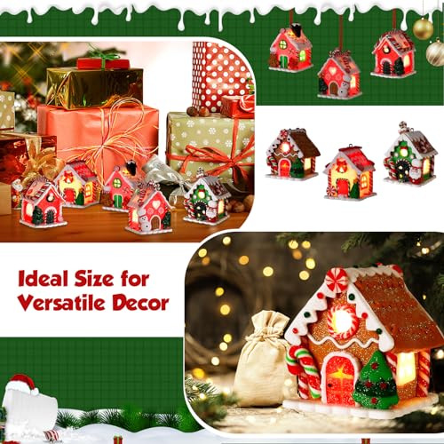 Christmas Gingerbread House Ornaments - 18 Lighted Holiday Decor - Classic