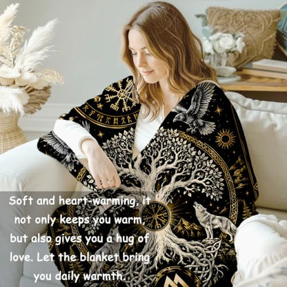 Viking Tree of Life Blanket - Soft Flannel Throw for Home & Travel