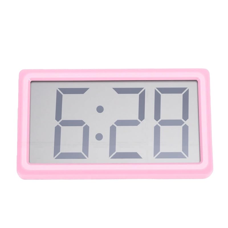 Pink Digital Clock with Magnetic/Desktop Installation, Battery Powered, 12-Hour Display
