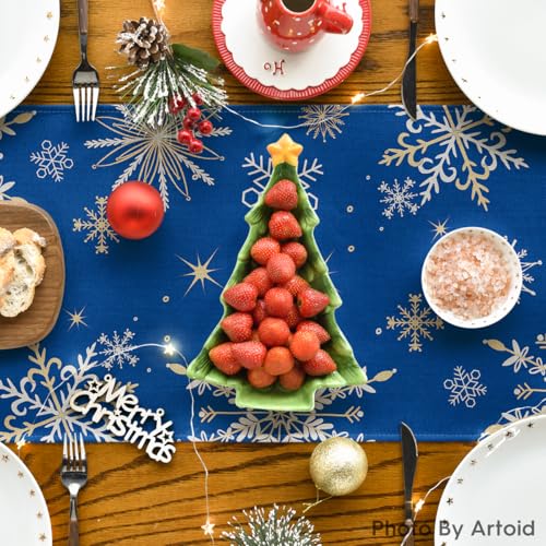Snowflakes Winter Table Runner 13x120 Inch Blue Home Decor for Parties