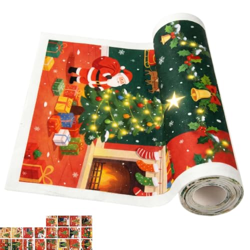 Christmas Printed Kitchen Cleaning Cloth Roll - Thick Absorbent Hand-Tear Lazy Cloth
