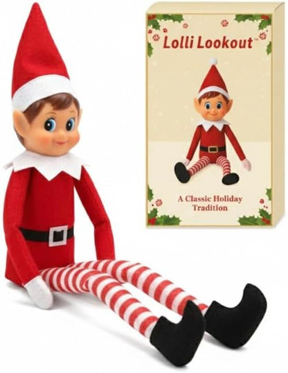 Lolli Lookout™ Holiday Elf - 14” Nostalgic Christmas Decoration in Gift Box | Festive Collectible Shelf Sitter