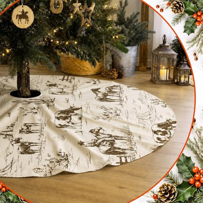 Western Christmas Tree Skirt 36 Inch - Rustic Cowboy Holiday Decor