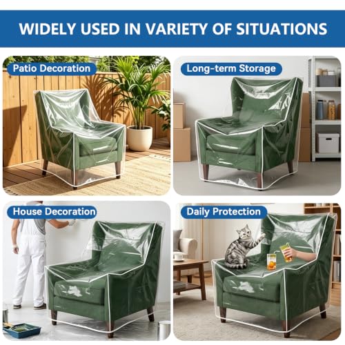 2 Pcs Clear Plastic Recliner Cover - 6 Mil Thick Armchair Protector, Variation 2