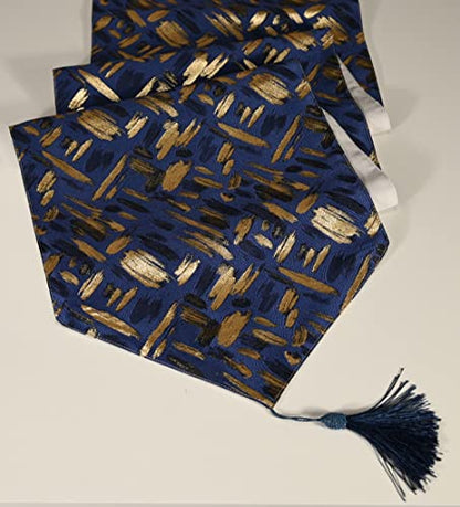 Multi-Size Glittering Colorful Jacquard Fall Table Runner 13 x 90 Inches - Blue Variation