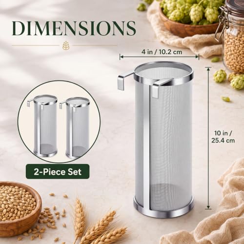 4 x 10 Inch Stainless Steel Hop Spider Filter for Home Brewing